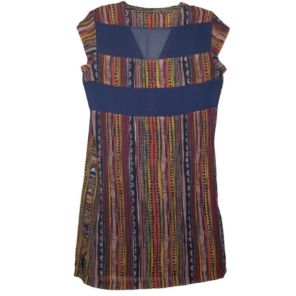 Sam Edelman Tribal Aztec Mesh Back V-Neck Cap Sleeves Button Up Sides Size Med - Picture 3 of 4